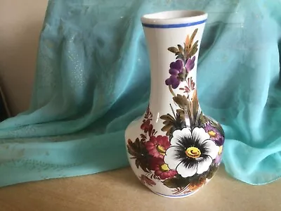 Buy Vintage Ceramic Vase Bassano Italy Hand Painted Floral Design 20.5cm • 8£