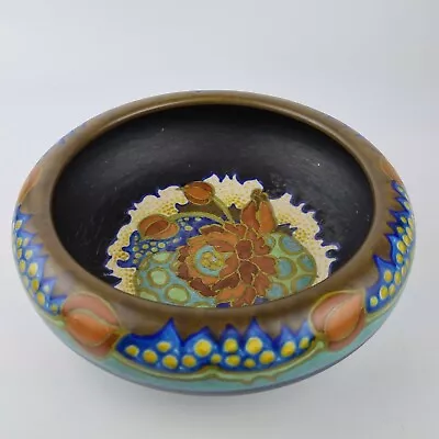Buy Rare Large Vintage Gouda Holland Pottery Fruit Bowl Decorated With Flowers 26cm • 249£