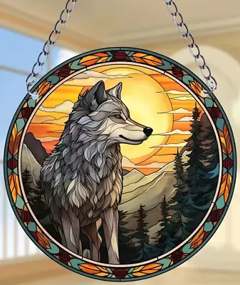 Buy Wolf Suncatcher / Window Hanging Ornament Christmas Gift Fathers Day • 6.85£