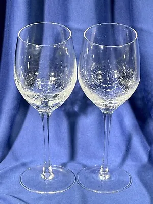 Buy Pier 1 Wine Glasses Crackle 9  Angle Slant Rim Clear 12 Oz LOT Of 2 • 47.41£