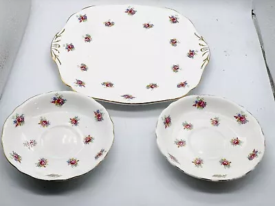Buy Vintage Adderley Bone China Sake Plate & 2 Bowl Set Rose Flower Pattern • 19.99£