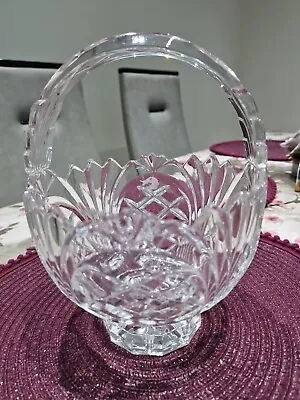 Buy Edinburgh Crystal  Cut Glass Basket 8 Ins Tall X 6.5 Ins Across Excellent Cond • 19.99£