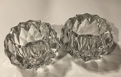 Buy Pair Crystal Glass T Light Holders Heavy Lead Crystal Engraved • 14£