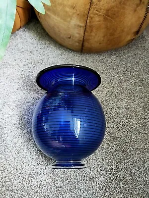 Buy First Glass Studios SIGNED British Studio/Art Glass Vase Blue Bob Crooks • 46.99£