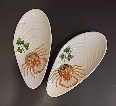 Buy 2 Bassano Italian Majolica 1607 Ceramic Crab Sea Food Serving Dishes Vintage  • 30.24£