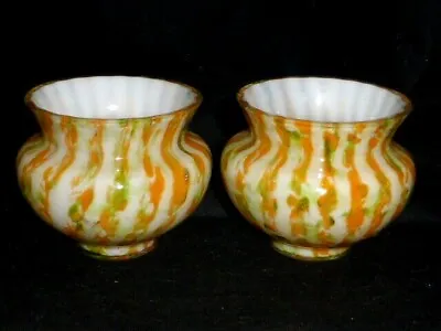 Buy Rare Pair Antique Bohemian Czech Franz Welz Aventurine Spatter Glass Vases C1890 • 25£