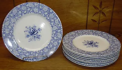 Buy 9 John Maddock & Sons England Blue Transfer Porcelain Salad Plates - Ecstasy -8  • 86.79£
