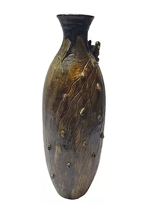 Buy Vintage Handmade Ceramic Vase 16  Art Pottery Decorative Bird Wood Design • 43.33£