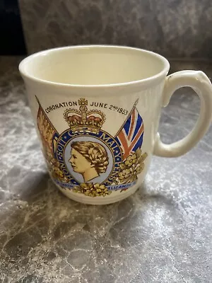 Buy Vintage Queen Elizabeth Coronation Mug 1953 Wade British Pottery • 9.99£