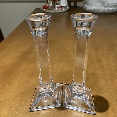 Buy Crystal Candle Stick Holders 2 Clear Glass 8  Tall • 10.42£