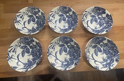 Buy Royal Stafford Blue Floral Weave Pattern Bowls Set Of 6 • 30£