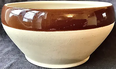 Buy Vintage 1940s French Grespots Digoin 2 Large Matte Brown-Trimmed Stoneware Bowl • 15£
