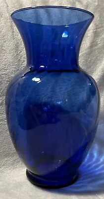 Buy VTG Indiana Glass Cobalt Blue 11” Swirl Vase Retro Wedding Decor Beach Decor • 17.18£