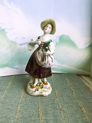 Buy Antique Sitzendorf Porcelain Figure Lady German C.1890 Figurine Fine Germany Old • 10£