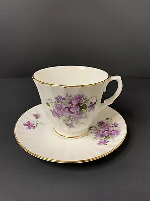 Buy DUCHESS Purple Violets With Gold Rim Tea Cup And Saucer Set ,Fine Bone China • 28.77£