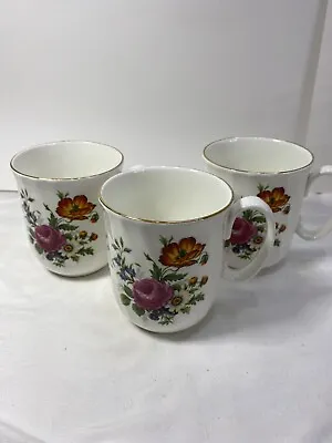 Buy DUCHESS Fine Bone China Floral Tea Cups Coffee Mugs Set Of 3 Roses Daisies • 20.27£