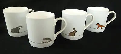 Buy Set 4 JIN DESIGNS BRIGHTON Animal Bone China Mugs. Badger Hedgehog Fox Rabbit • 26£