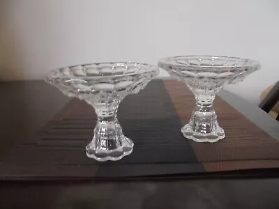 Buy Pair Of Small Glass Candlestick Holders • 3£