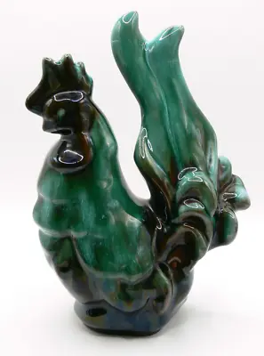 Buy Blue Mountain Pottery Rooster 20.5cmH Blue/Green &Black Drip Glaze • 24£