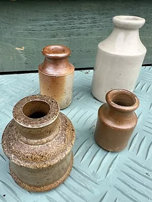 Buy Antique Stoneware Bottles Pots Small Group Of 4 Fire Clay Ink’s Exc . • 8£