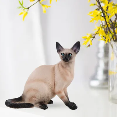 Buy Siamese Cat Figurine Plastic Statue Collectible Animal Model Ornament Decoration • 7.98£