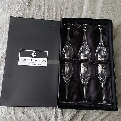 Buy Unused Boxed Set Of Six Royal Doulton Dorchester Hand Cut Crystal Sherry Glasses • 70£