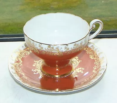 Buy Shelley  Fine China Cabinet Cup And Saucer Orange 0608/564 Gilt 1950s • 25£