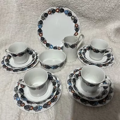 Buy Vintage Burleigh Ware Tea Set For 4 In Mid Century Modern Style 'Random' Pattern • 40£