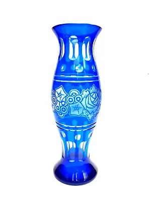 Buy Kralik Art Deco Cameo Glass Vase C.1930s Bohemian Blue Cut To Clear - Loetz Int. • 249.99£