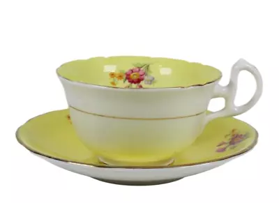 Buy Royal Stafford Yellow Tea Cup & Saucer Set Bone Chine Floral Pink~Purple~Gold • 5£