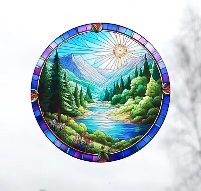 Buy Scenic Decorative Stained Glass Effect Static Cling Window Sticker Colourful • 3.49£