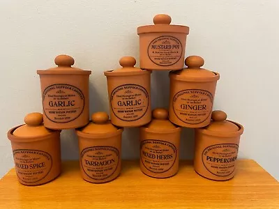 Buy Henry Watson Pottery The Original Suffolk Canister Spice Jars X 7 + Mustard Pot • 36.99£