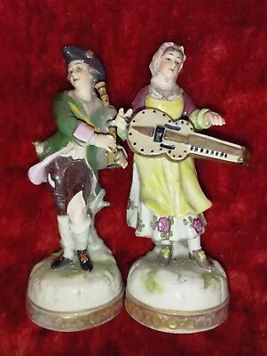 Buy Dresden Porcelain Musician Couple Antique Figurines  • 14.99£
