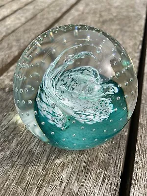 Buy Caithness Glass  Paperweight- Jade Green Swirls & Bubbles Please See Description • 9.99£