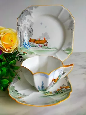 Buy Shelley Queen Anne Cottage-2 Cup Saucer Plate Trio C.1928 • 95£