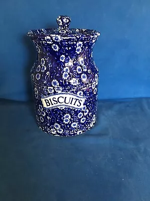 Buy Burleigh Ware - Blue Calico - Large BISCUITS Storage Jar - RARE • 29.99£