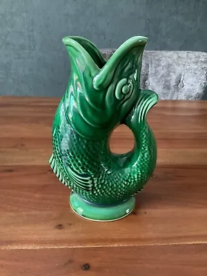 Buy Dartmouth Pottery Devon - Vintage Gurgling Fish Vase Green 9 /17cm • 50£