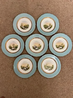 Buy 7 X 9  Dessert Plates - Hand Painted Landscape Scenes - Probably Ridgway C.1850s • 105£