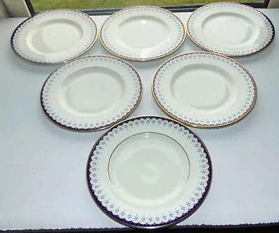 Buy Royal Doulton Minton Consort Pattern 6 X Dessert Plates 20.5cm Blue Cream C1980s • 38£