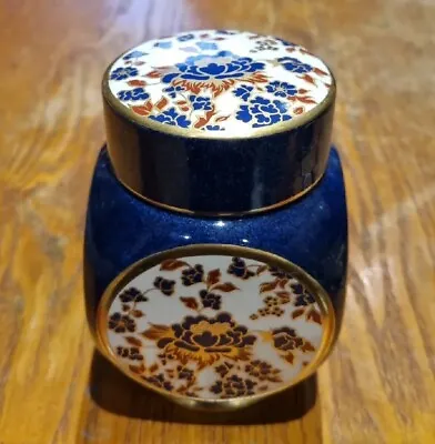 Buy Carlton Ware Cobalt Blue Handpainted Imari Floral Square Ginger Jar • 8.39£