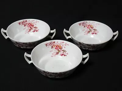 Buy 3x Soup Bowls Booth's  Washington  Bone China, Made In England Red Floral Design • 12£