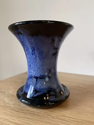 Buy Ewenny Pottery (Wales) Mottled Blue/Black Glazed Bobbin-Shaped Ceramic Vase • 13.99£