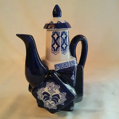 Buy Small Teapot Geometric Shaped Blue & White Porcelain Made In China 7 Inches Tall • 18.85£