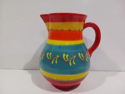 Buy Del Rio Salado Hand Made Colorful Pitcher Vase Spain 6-1/4  Tall  Blue Red  • 17.04£