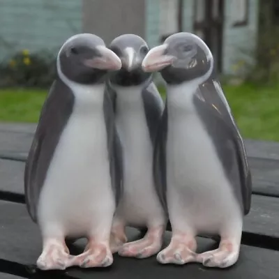 Buy 3 Penguins Glazed Pottery Ornament Made In Denmark #1284 • 39.95£