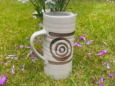 Buy Abaty Welsh Studio Pottery Stoneware Jug Made In Wales 1970 Brown Circle Pattern • 29.99£