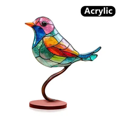Buy Stained Glass Birds On Branch Desktop Ornaments Double Sided Multicolor Style UK • 6.79£