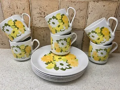 Buy 6 X Cups Mugs Saucers Vintage Johnson Bros. Snowhite Kerrydale Yellow Flowers • 18£