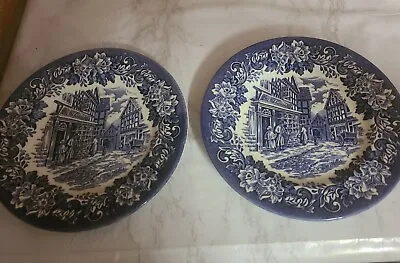 Buy 2 X  English Ironstone Little Nell Dickens Series Blue & White Plate • 3.99£