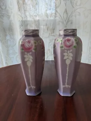 Buy Pair Of Stunning Shelley Violet Rose Vases 774 7937 • 8£